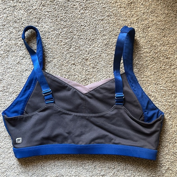 Fabletics Set Sports Bra Shira w/Matching Leggings Royal Blue Gray Mesh Pocket - Picture 3 of 16